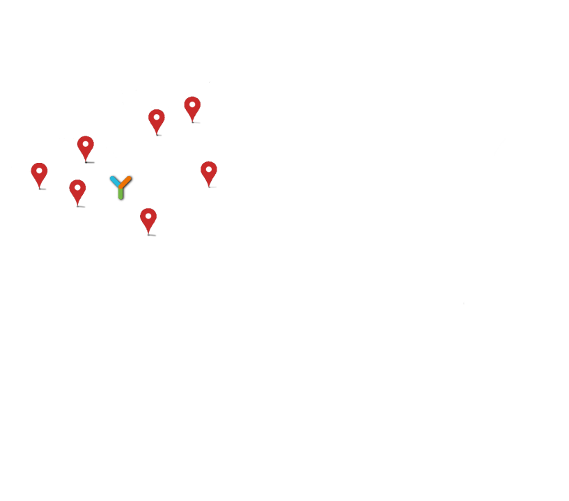 Localisation de Ty Eco 2 et des lieux d'intervention sur la carte de la France